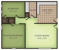 Two Bedroom One Bathroom Floorplan at Garden City Apartments in Cranston RI