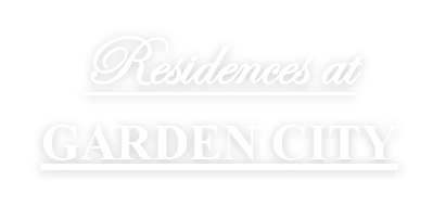 Text logo that says Residences at Garden City
